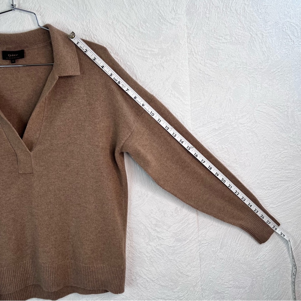 Quince Women's Mongolian Cashmere Polo Camel Sweater Size Medium - Picture 7 of 11